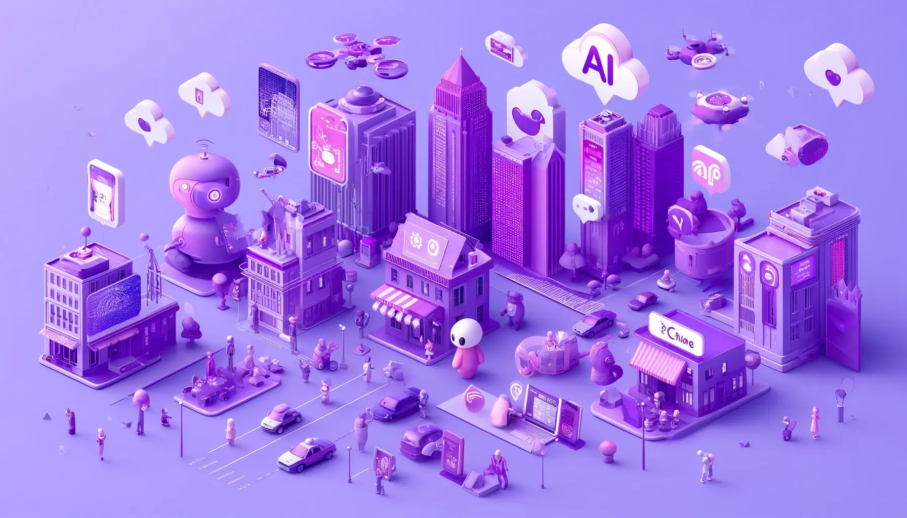DALL·E 2024-06-11 11.21.43 - A cityscape depicting AI in the real world with a purple tone. The image should emphasize 3D cute elements, such as adorable autonomous vehicles, frie-1 DALL·E 2024-06-11 11.21.43 - A cityscape depicting AI in the real world with a purple tone. The image should emphasize 3D cute elements, such as adorable autonomous vehicles, frie-1